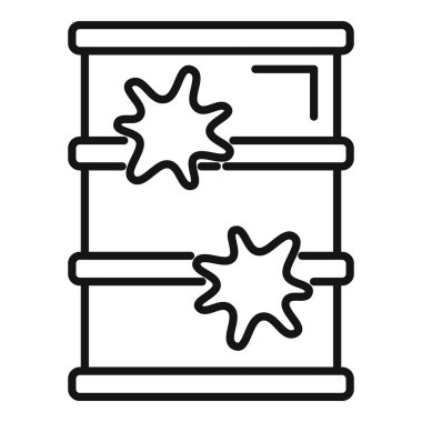 Zehirli atık sızdıran metal bir varilin çizgi çizimi çevresel hasar kavramını gösteriyor.