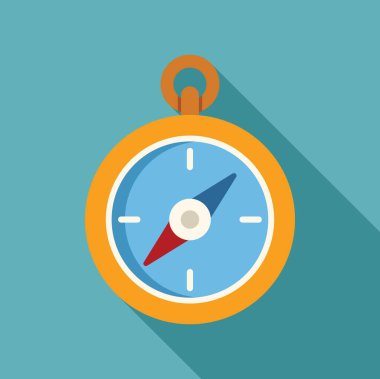 Kuzeyi gösteren altın pusula turkuaz bir arka planda yön ve rehberliği sembolize ediyor.