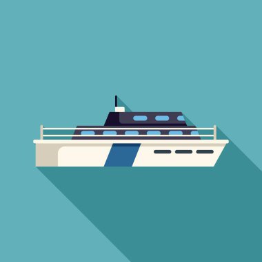 Minimalist illüstrasyonda su üzerinde yelken açan bir yat, lüks seyahat ve deniz maceraları konseptleri çağrıştırıyor.