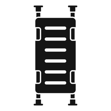 Tıbbi sedyenin siyah silueti, acil durumlarda hastaları güvenli ve etkili bir şekilde taşımak için gerekli bir ekipman.