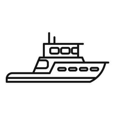 Suyun üzerinde yüzen bir yolcu feribotunun siyah beyaz çizgisi.