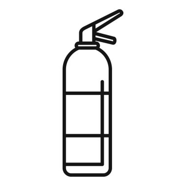 Yangın söndürücüyü tasvir eden basit siyah-beyaz çizgi sanatı, yangın önleme için temel bir güvenlik aracı.