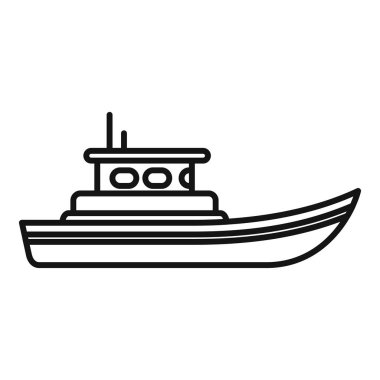 Su yüzeyinde yüzen bir balıkçı teknesinin minimalist çizimi