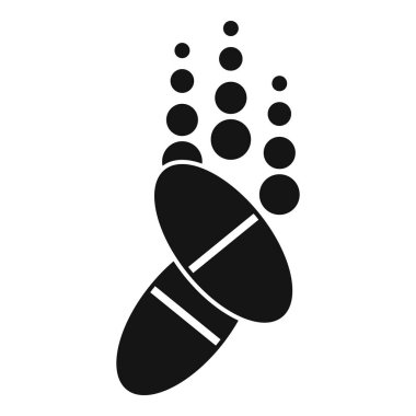 Yuvarlak parçacıklarla düşen iki hapın simgesi