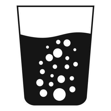 Kabarcıkları yüzeye çıkan köpüklü bir bardak dolusu köpüklü siyah beyaz ikon.