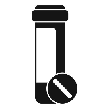 İçinde yuvarlak tabletler olan bir ilaç şişesinin simgesi.