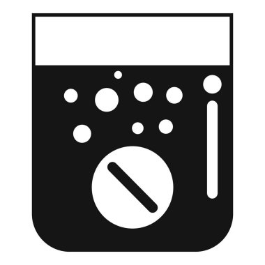 Bir bardak suda çözünen, ilaç, sağlık ve tedaviyi temsil eden basit bir ikon.