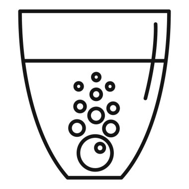 Sıcak bir tabletle bir bardak suyun çizgi çizimi sağlık ve refahı temsil ediyor.