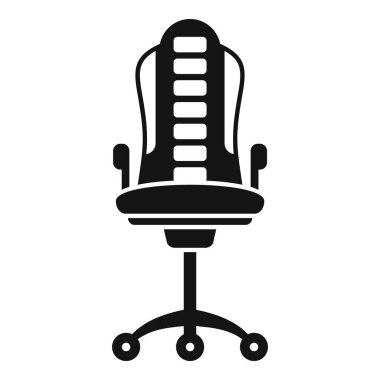 Ergonomik ofis sandalyesinin siyah ve beyaz silueti uzun çalışma saatleri boyunca konfor için tasarlanmış bel desteği sağlar.