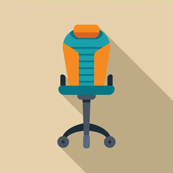 stock vector Comfortable office chair with wheels standing on beige background