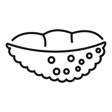 Beyaz arkaplanda bezelyeleri gösteren açık bir bezelye kabuğunun basit çizgi simgesi