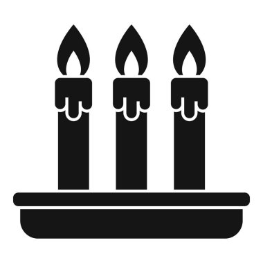 Dekoratif bir tepside duran üç yanan mumdan oluşan siyah siluet simgesi