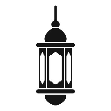 Geleneksel Arap asma fenerinin siyah silueti, ramazan kareem 'in kutsal ayını kutluyor.