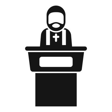 Rahip, Tribün ikonundan, Hristiyan kilise töreninden konuşuyor.