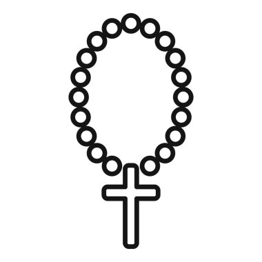 Tespih ve haç kolyeli basit bir tespih ikonu.