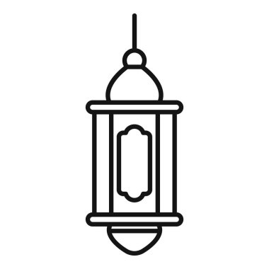 Geleneksel bir fenerin asılışının çizgi sanat simgesi, ramazanın kutsal ayını kutluyor.