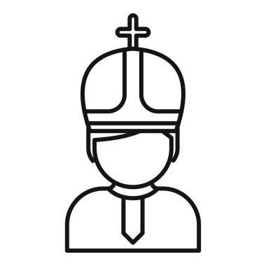 Üzerinde haç olan Mitre şapkası takan Papa 'nın çizgili sanat simgesi, Hristiyanlığı ve dini simgeliyor.