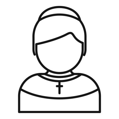 Genç rahibe cübbe ve peçe takıyor ve çapraz çizgi resim tasarımı yapıyor.