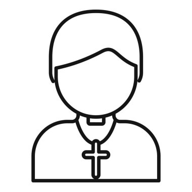 Papaz cübbesi ve papaz tasması takan katolik bir rahibin çizgi çizimi dua etmektir.