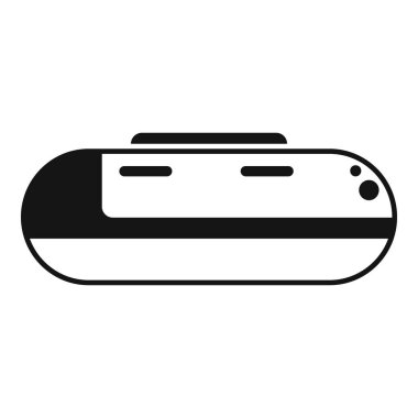 Beyaz zemin üzerinde yüksek hızda hareket eden modern bir trenin siyah beyaz simgesi