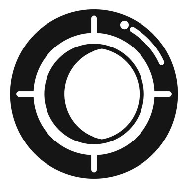 Yarım Ay 'a odaklanan, uzay keşfi ve astronomiyi temsil eden basit bir teleskop simgesi