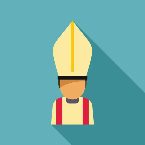 stock vector Flat design icon of a catholic bishop wearing a miter hat and traditional vestments