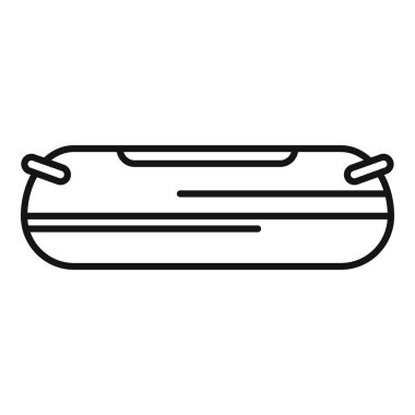 Balık tutmak, su sporları ve göller ve nehirler üzerinde eğlence amaçlı etkinlikler için kullanılan şişirilebilir bir teknenin çizgi sanat simgesi