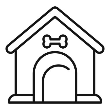 Kemikli bir köpek kulübesinin basit çizimi, evcil hayvan bakımı ve ev bakımı için mükemmel.