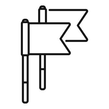 Herhangi bir tasarım için özet biçiminde tahta direk simgesinde boş bayrak sallanıyor