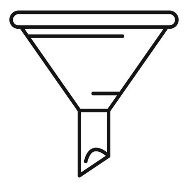 Kimya hunisi kimyasal sıvı ikonu ayırıyor. Beyaz arkaplanda izole edilmiş web tasarımı için kimyasal sıvı vektör simgesini ayıran ana hatlı kimya hunisi