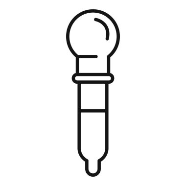 Deney için sıvı tutan bir kimyasal atıcının basit çizgi simgesi