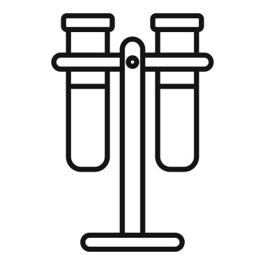 Laboratuvar test tüpleri beyaz arkaplanda izole edilmiş taslak biçiminde ayakta duran simge tutuyor