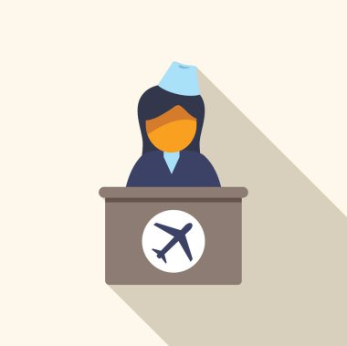 Havaalanı çalışanı tezgahta çalışıyor, yolcuların seyahat düzenlemelerine yardım ediyor.