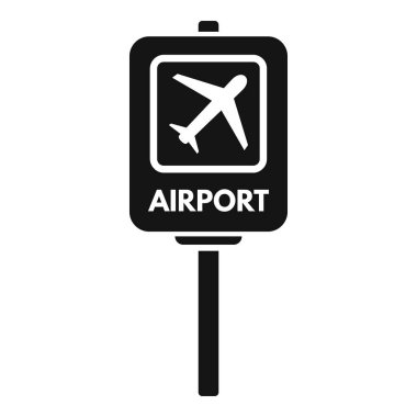 Siyah-beyaz havaalanı tabelası kalkış veya varış için terminale giden yolu gösteriyor.