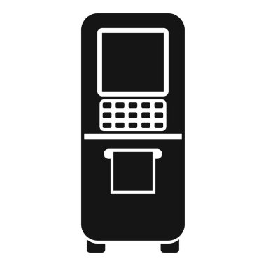 Para aktarımı için ödeme ekranını gösteren siyah ATM terminal simgesi