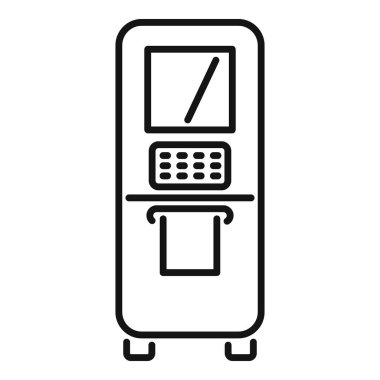 Dijital ekranı ve düğmeleri olan, hastane ve tıbbi tesislerde kullanılan kan nakli cihazının simgesi.