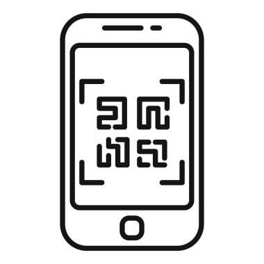Smartphone cep telefonu ödemeleri için bir QR kodu tarıyor, hızlı yanıt kodlarının teknolojisini gösteriyor