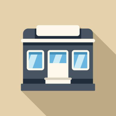 Ticari şehrin dış cephesi büyük pencereli müşterileri davet ediyor.