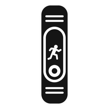 Ekranda çalışan bir kişi simgesini gösteren bir fitness izleyicisinin siyah simgesi