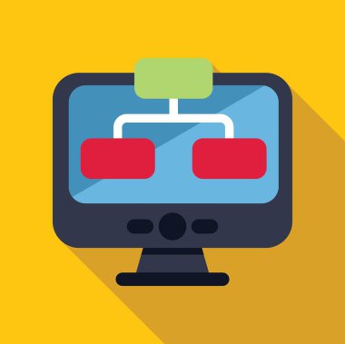 Bilgisayar ekranında basit bir yerel alan ağ şeması gösteriliyor, ağ bağlantısını sembolize ediyor