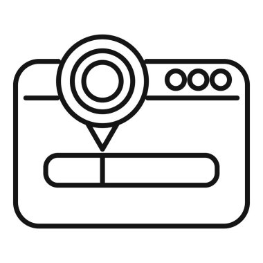 Konum kodlu bir web sitesini temsil eden basit bir taslak simgesi, çeşitli dijital projeler için kullanışlı