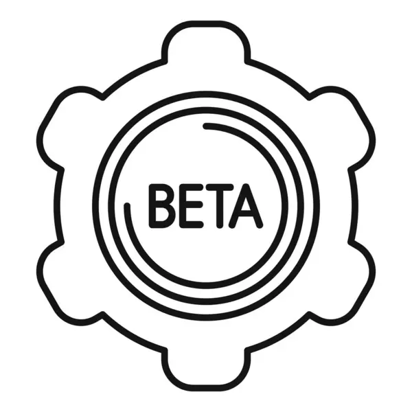 stock vector Simple line icon of a gear with beta written inside, representing the beta testing phase of software development