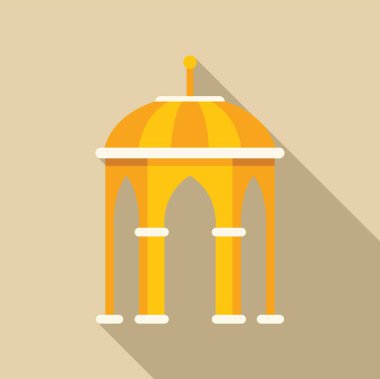 Altın köşk halka açık bir parkta uzun bir gölge gibi duruyor.