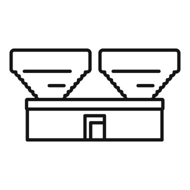 Modern bir stadyum binasının basit siyah beyaz çizgisi. Bir futbol maçını izleyen seyirciler için iki standı var.