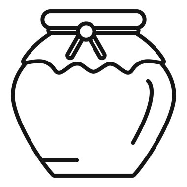 Kapalı bal kavanozunun basit siyah beyaz çizimi, tatlılığı veya yiyecekle ilgili konuları temsil etmek için mükemmel.