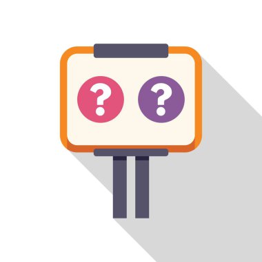 İlan panosunda iki soru işareti var. Bir sınav ya da anket için bir seçim yapılmasını öneriyor.