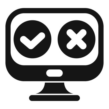 Bir masaüstü bilgisayarında çevrimiçi anket dolduruluyor, doğru ve yanlış seçenekler arasında seçim yapılıyor