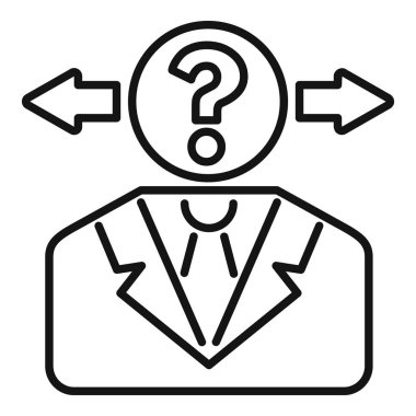 İşadamı, oklarla temsil edilen iki farklı seçenek arasında seçim yapıyor.