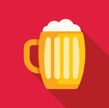 Büyük bir bardak köpüklü bira, kırmızı arka planda, bira temaları için mükemmel.