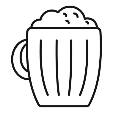 Üzerinde krem şantili sıcak bir içecek bulunan uzun bir kupanın çizgili sanat simgesi.